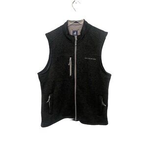 Johnnie-O Wes Vest Men Large Marled Gray Full Zip Fleece Preppy Surf On Location